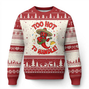 Funny Mexican Jalapeno Ugly Christmas Sweater Too Hot To Handle Cinco De Mayo Party TS12 Beige Red Print Your Wear