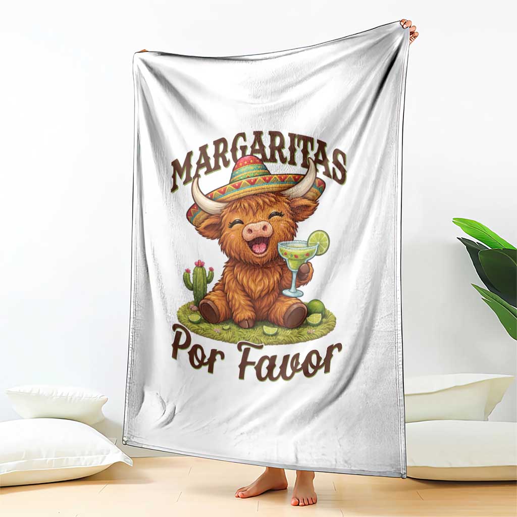 Funny Cinco De Mayo Highland Cow Throw Blanket Margaritas Por Favor TS12 Print Your Wear