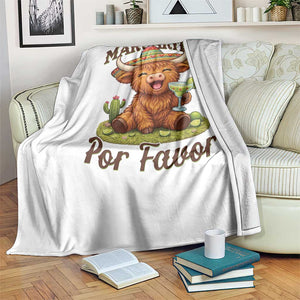 Funny Cinco De Mayo Highland Cow Throw Blanket Margaritas Por Favor TS12 Print Your Wear