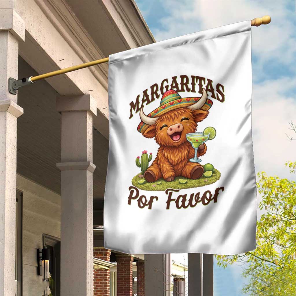 Funny Cinco De Mayo Highland Cow Garden Flag Margaritas Por Favor TS12 Print Your Wear