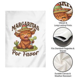 Funny Cinco De Mayo Highland Cow Garden Flag Margaritas Por Favor TS12 Print Your Wear