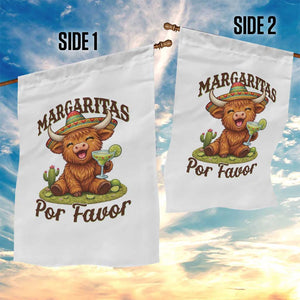 Funny Cinco De Mayo Highland Cow Garden Flag Margaritas Por Favor TS12 Print Your Wear