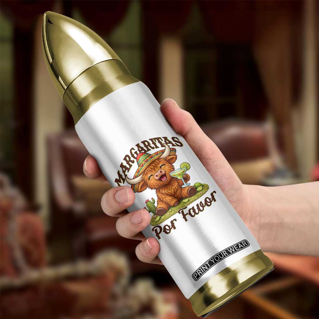 Funny Cinco De Mayo Highland Cow Bullet Tumbler Margaritas Por Favor TS12 Print Your Wear