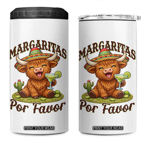 Funny Cinco De Mayo Highland Cow 4 in 1 Can Cooler Tumbler Margaritas Por Favor TS12 One Size: 16 oz White Print Your Wear