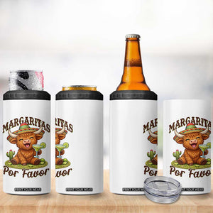 Funny Cinco De Mayo Highland Cow 4 in 1 Can Cooler Tumbler Margaritas Por Favor TS12 Print Your Wear