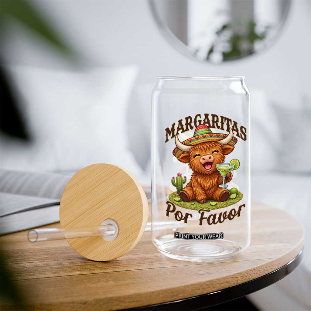 Funny Cinco De Mayo Highland Cow Glass Can Margaritas Por Favor TS12 Print Your Wear