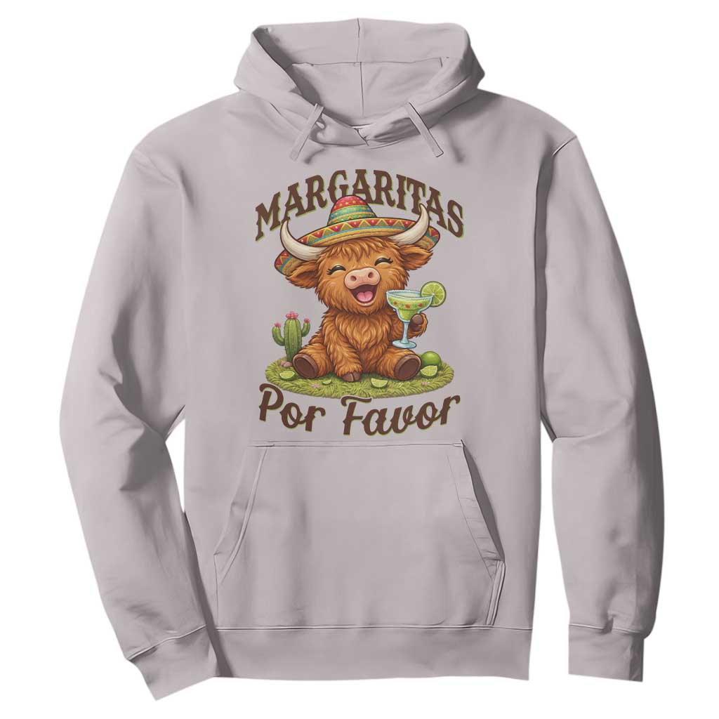 Funny Cinco De Mayo Highland Cow Hoodie Margaritas Por Favor TS12 Ice Gray Print Your Wear