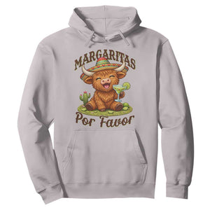 Funny Cinco De Mayo Highland Cow Hoodie Margaritas Por Favor TS12 Ice Gray Print Your Wear