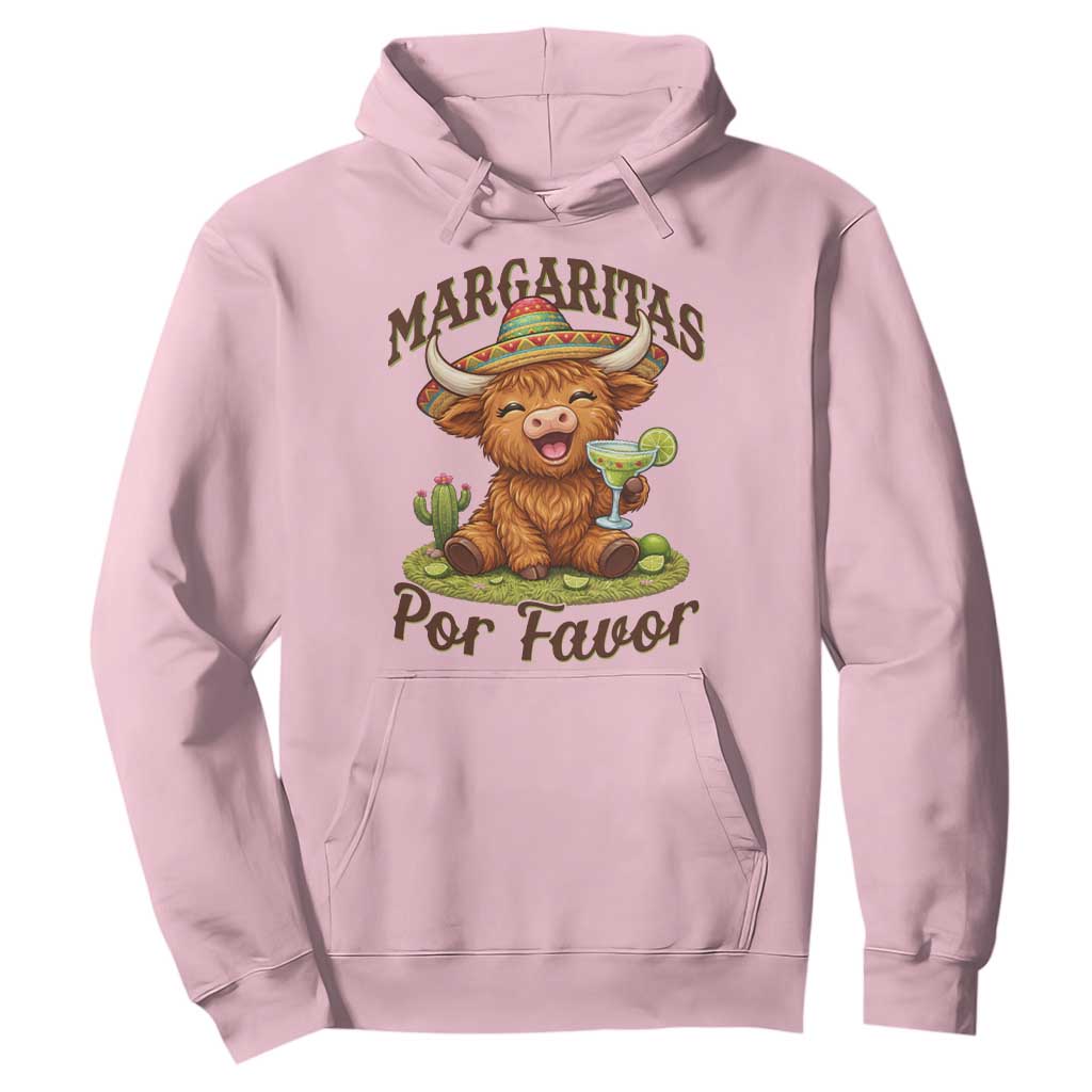 Funny Cinco De Mayo Highland Cow Hoodie Margaritas Por Favor TS12 Light Pink Print Your Wear