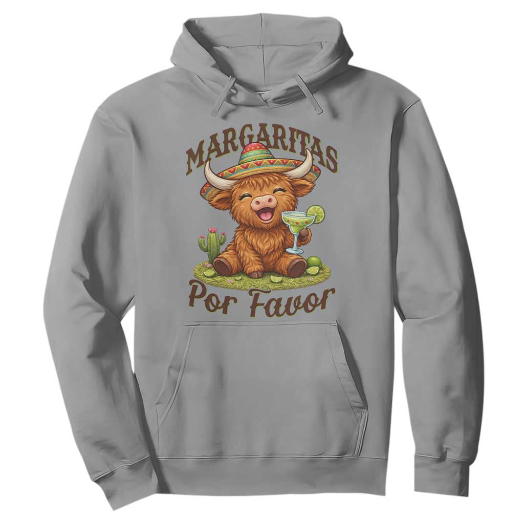 Funny Cinco De Mayo Highland Cow Hoodie Margaritas Por Favor TS12 Sport Gray Print Your Wear