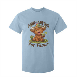 Funny Cinco De Mayo Highland Cow T Shirt For Kid Margaritas Por Favor TS12 Light Blue Print Your Wear