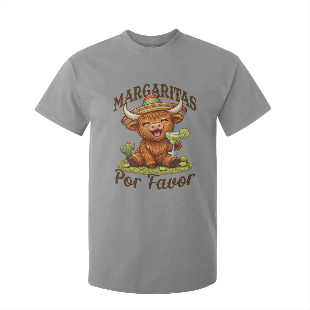 Funny Cinco De Mayo Highland Cow T Shirt For Kid Margaritas Por Favor TS12 Sport Gray Print Your Wear