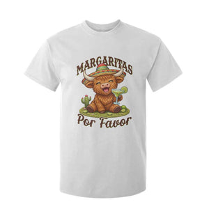Funny Cinco De Mayo Highland Cow T Shirt For Kid Margaritas Por Favor TS12 White Print Your Wear