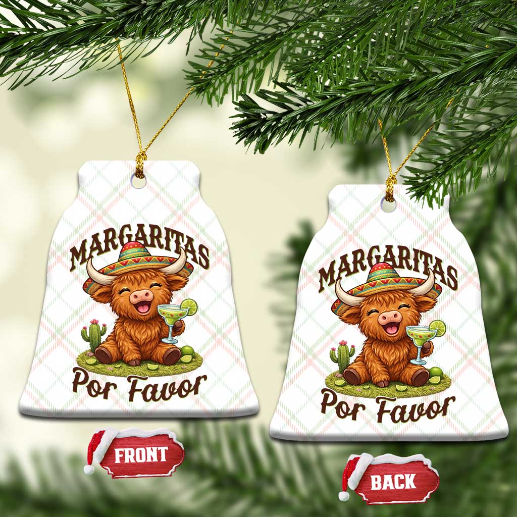 Funny Cinco De Mayo Highland Cow Ceramic Ornament Margaritas Por Favor TS12 Print Your Wear