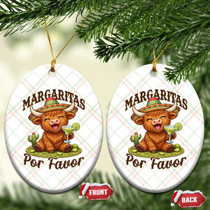 Funny Cinco De Mayo Highland Cow Ceramic Ornament Margaritas Por Favor TS12 Print Your Wear