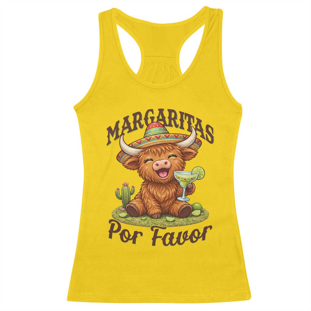 Funny Cinco De Mayo Highland Cow Racerback Tank Top Margaritas Por Favor TS12 Daisy Print Your Wear