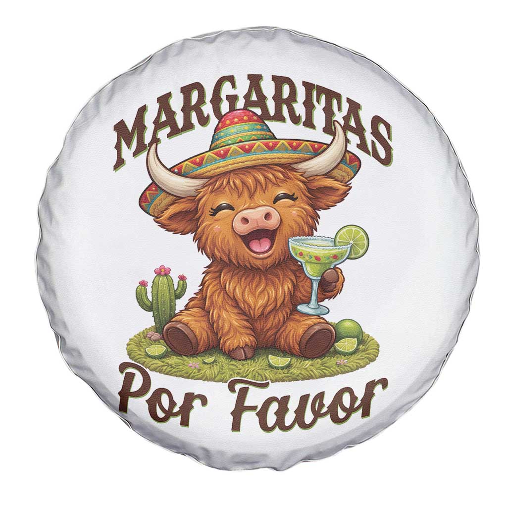 Funny Cinco De Mayo Highland Cow Spare Tire Cover Margaritas Por Favor TS12 Print Your Wear
