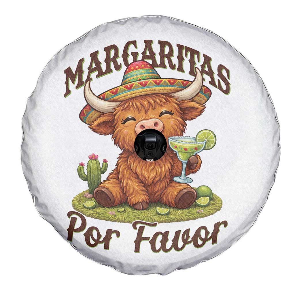 Funny Cinco De Mayo Highland Cow Spare Tire Cover Margaritas Por Favor TS12 Print Your Wear