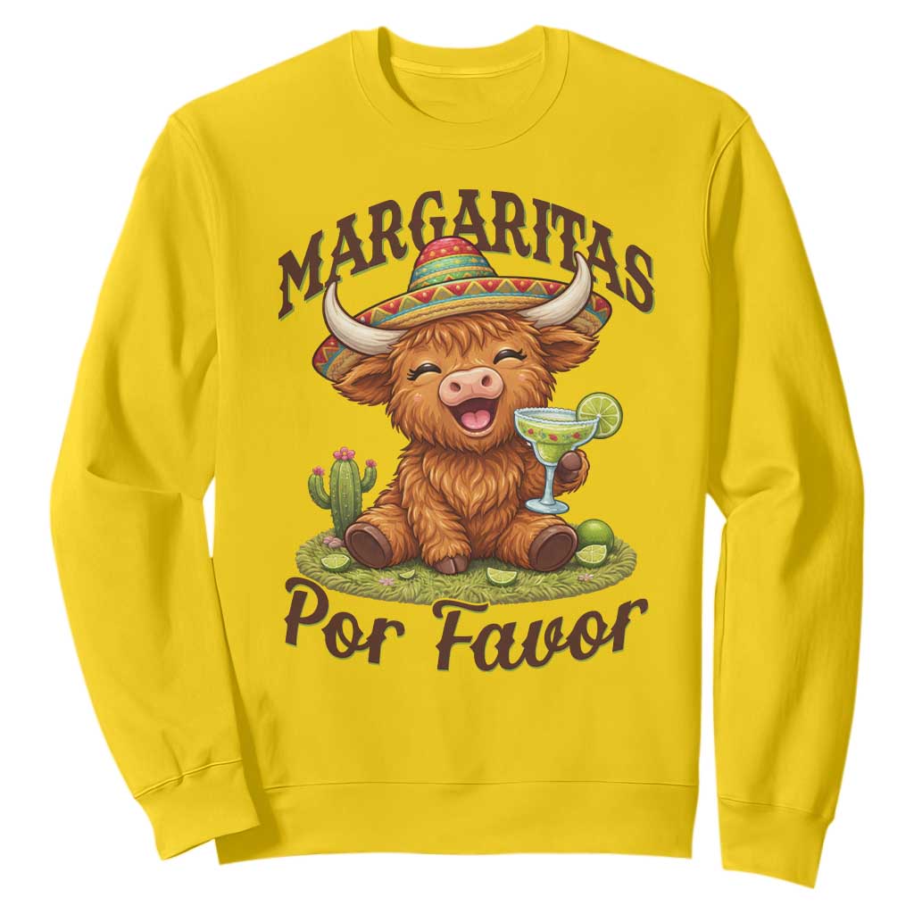 Funny Cinco De Mayo Highland Cow Sweatshirt Margaritas Por Favor TS12 Daisy Print Your Wear