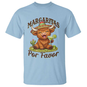 Funny Cinco De Mayo Highland Cow T Shirt Margaritas Por Favor TS12 Light Blue Print Your Wear