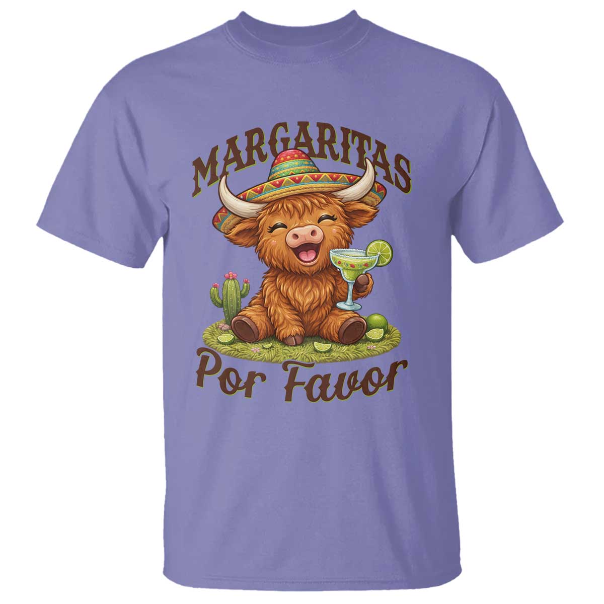 Funny Cinco De Mayo Highland Cow T Shirt Margaritas Por Favor TS12 Violet Print Your Wear