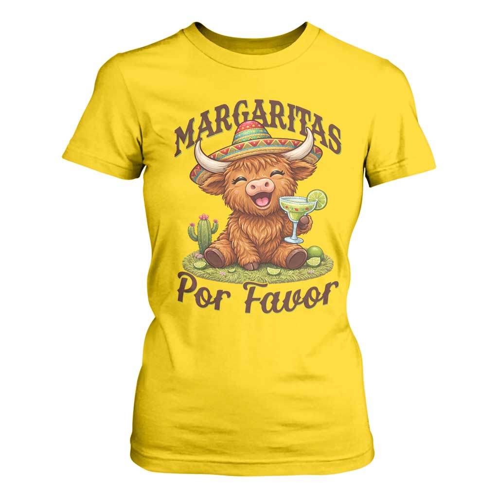 Funny Cinco De Mayo Highland Cow T Shirt For Women Margaritas Por Favor TS12 Daisy Print Your Wear