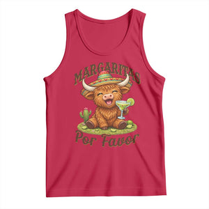 Funny Cinco De Mayo Highland Cow Tank Top Margaritas Por Favor TS12 Red Print Your Wear