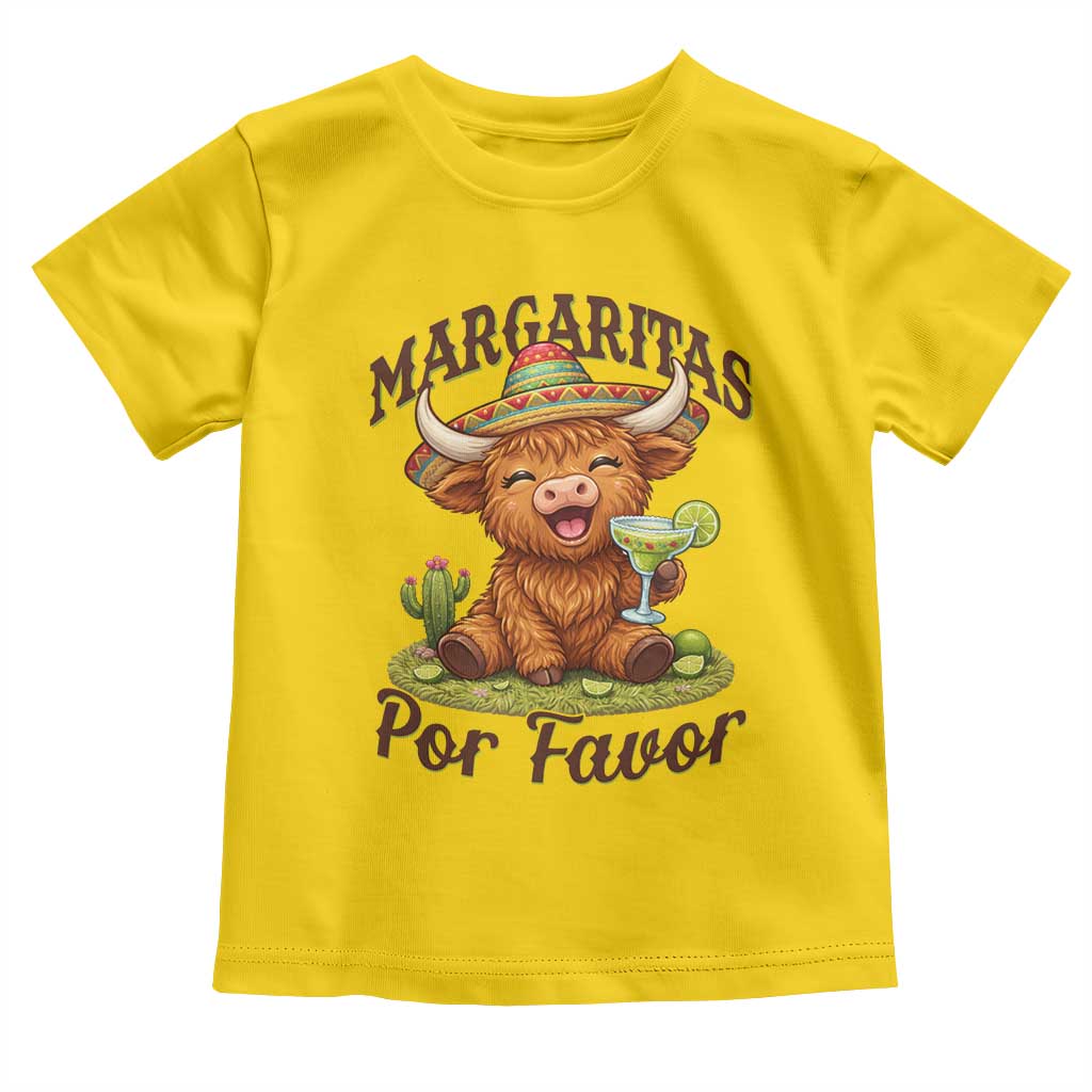 Funny Cinco De Mayo Highland Cow Toddler T Shirt Margaritas Por Favor TS12 Daisy Print Your Wear