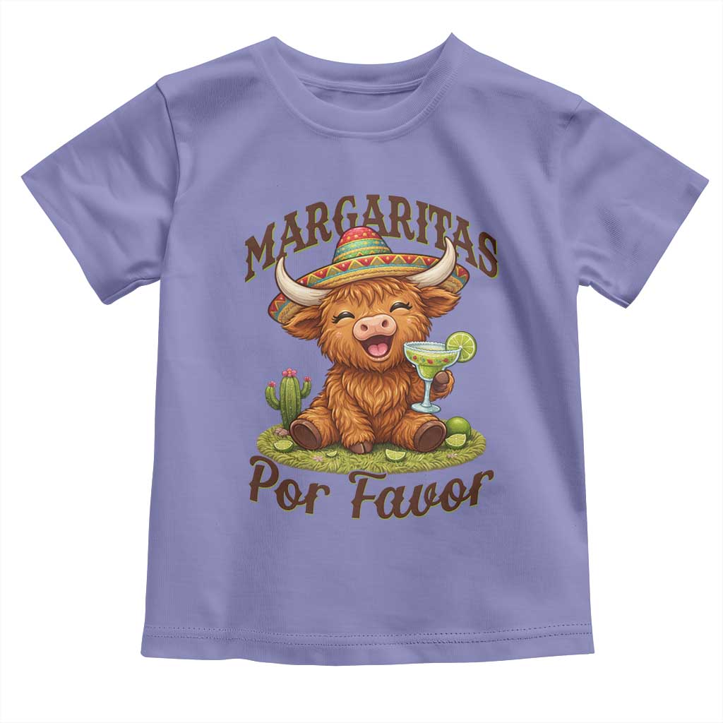 Funny Cinco De Mayo Highland Cow Toddler T Shirt Margaritas Por Favor TS12 Violet Print Your Wear