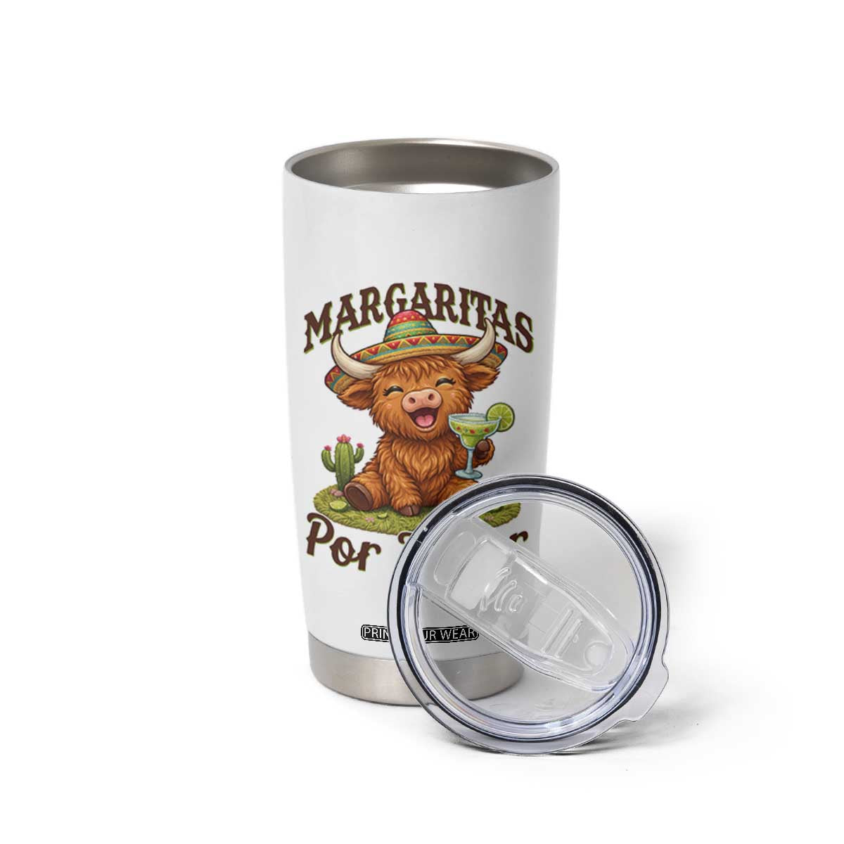 Funny Cinco De Mayo Highland Cow Tumbler Cup Margaritas Por Favor TS12 Print Your Wear