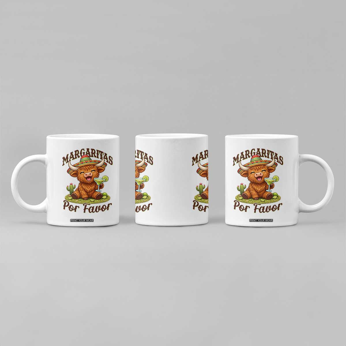 Funny Cinco De Mayo Highland Cow Coffee Mug Margaritas Por Favor TS12 Print Your Wear