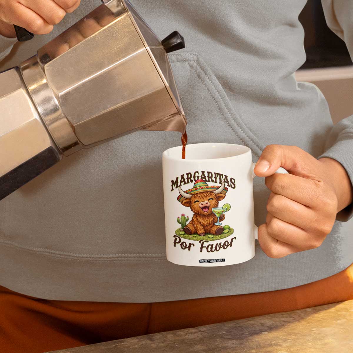 Funny Cinco De Mayo Highland Cow Coffee Mug Margaritas Por Favor TS12 Print Your Wear