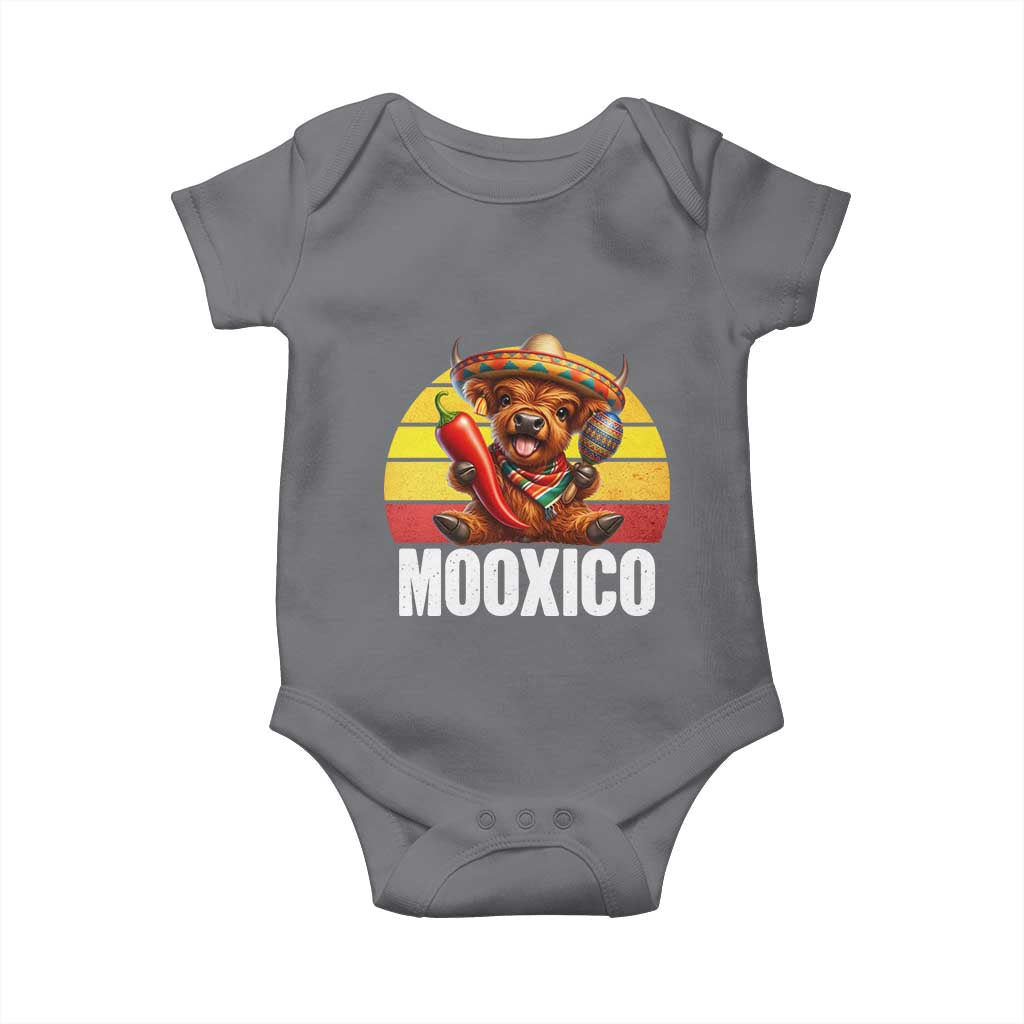 Funny Highland Cow MooXico Baby Onesie Cinco De Mayo Fiesta Party TS12 Charcoal Print Your Wear