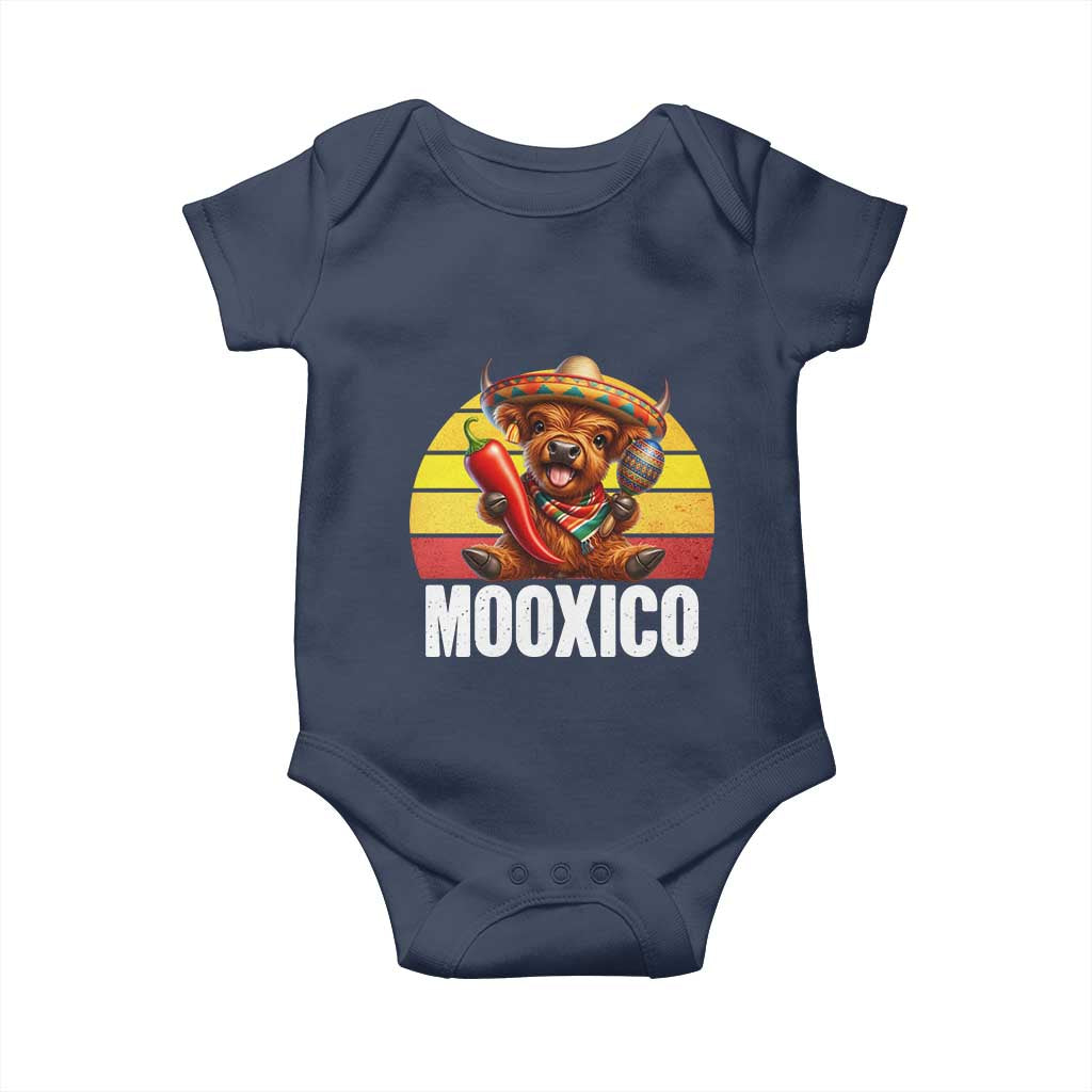 Funny Highland Cow MooXico Baby Onesie Cinco De Mayo Fiesta Party TS12 Navy Print Your Wear