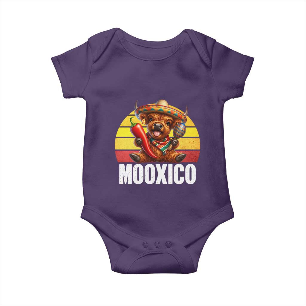 Funny Highland Cow MooXico Baby Onesie Cinco De Mayo Fiesta Party TS12 Purple Print Your Wear