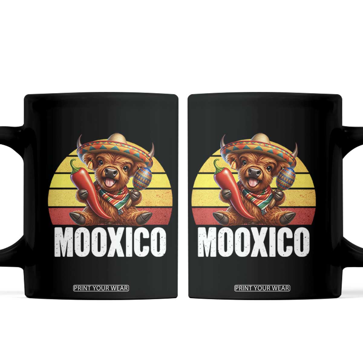 Funny Highland Cow MooXico Coffee Mug Cinco De Mayo Fiesta Party TS12 Black Print Your Wear