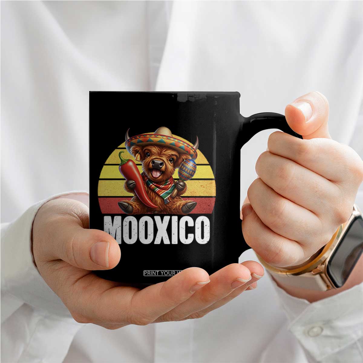 Funny Highland Cow MooXico Coffee Mug Cinco De Mayo Fiesta Party TS12 Print Your Wear