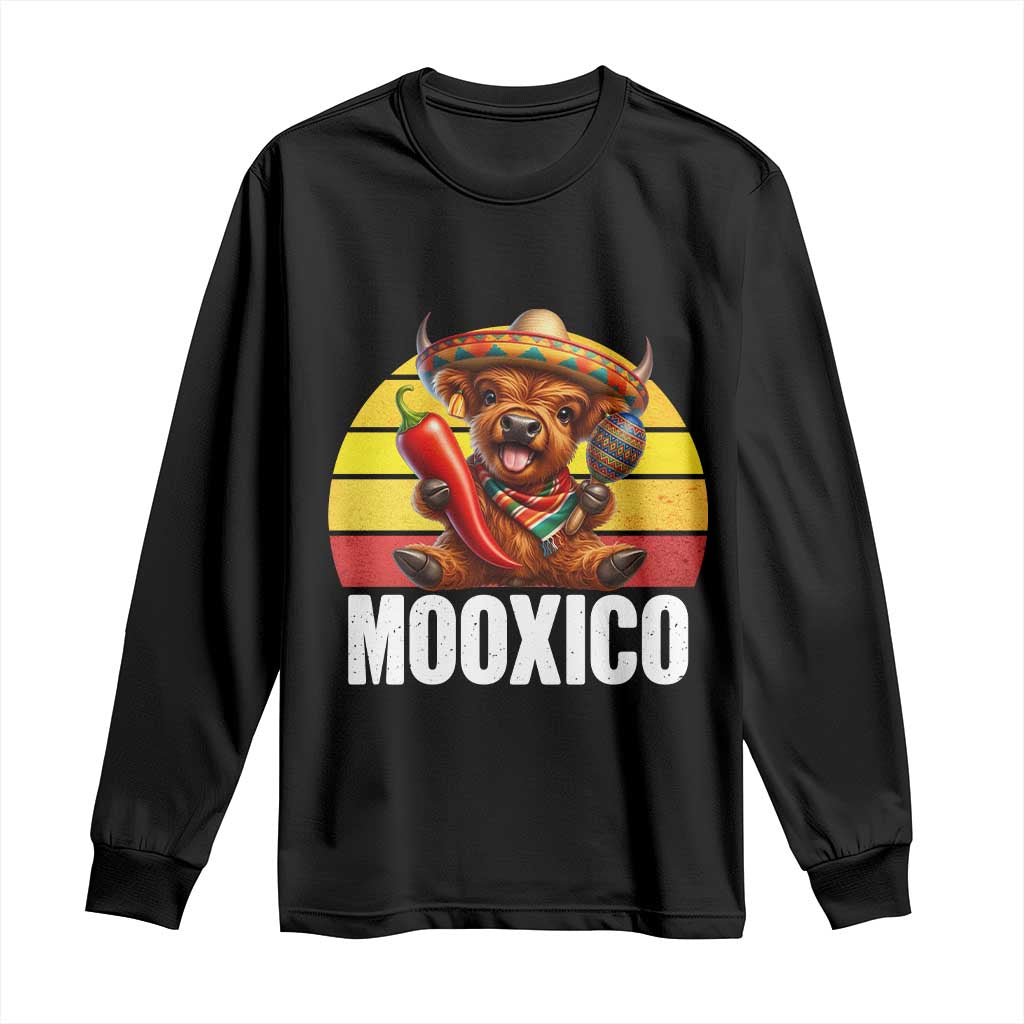 Funny Highland Cow MooXico Long Sleeve Shirt Cinco De Mayo Fiesta Party TS12 Black Print Your Wear
