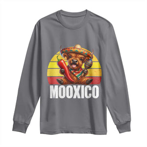 Funny Highland Cow MooXico Long Sleeve Shirt Cinco De Mayo Fiesta Party TS12 Charcoal Print Your Wear