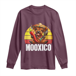 Funny Highland Cow MooXico Long Sleeve Shirt Cinco De Mayo Fiesta Party TS12 Maroon Print Your Wear