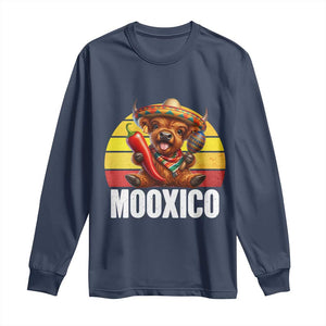 Funny Highland Cow MooXico Long Sleeve Shirt Cinco De Mayo Fiesta Party TS12 Navy Print Your Wear