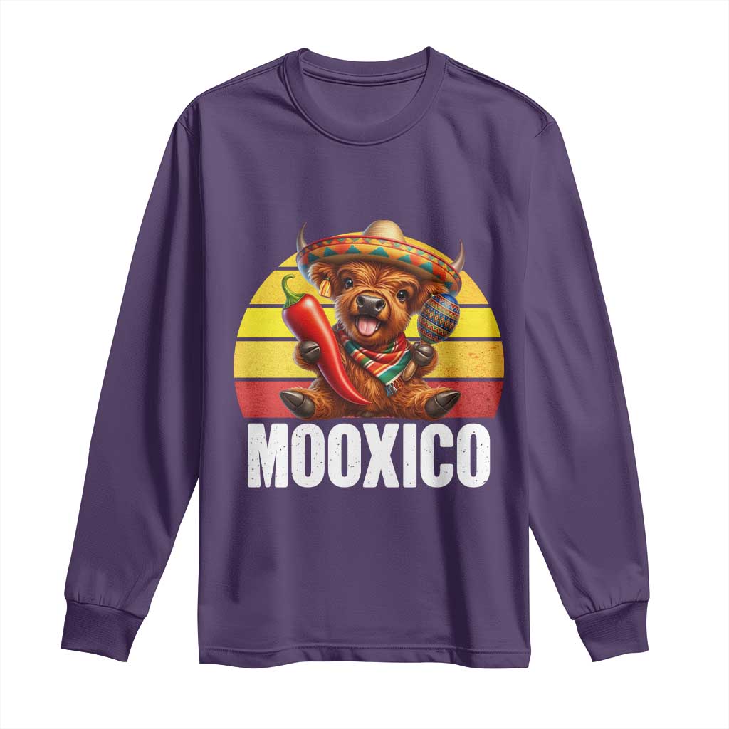 Funny Highland Cow MooXico Long Sleeve Shirt Cinco De Mayo Fiesta Party TS12 Purple Print Your Wear