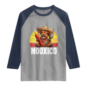 Funny Highland Cow MooXico Raglan Shirt Cinco De Mayo Fiesta Party TS12 Sport Gray Navy Print Your Wear