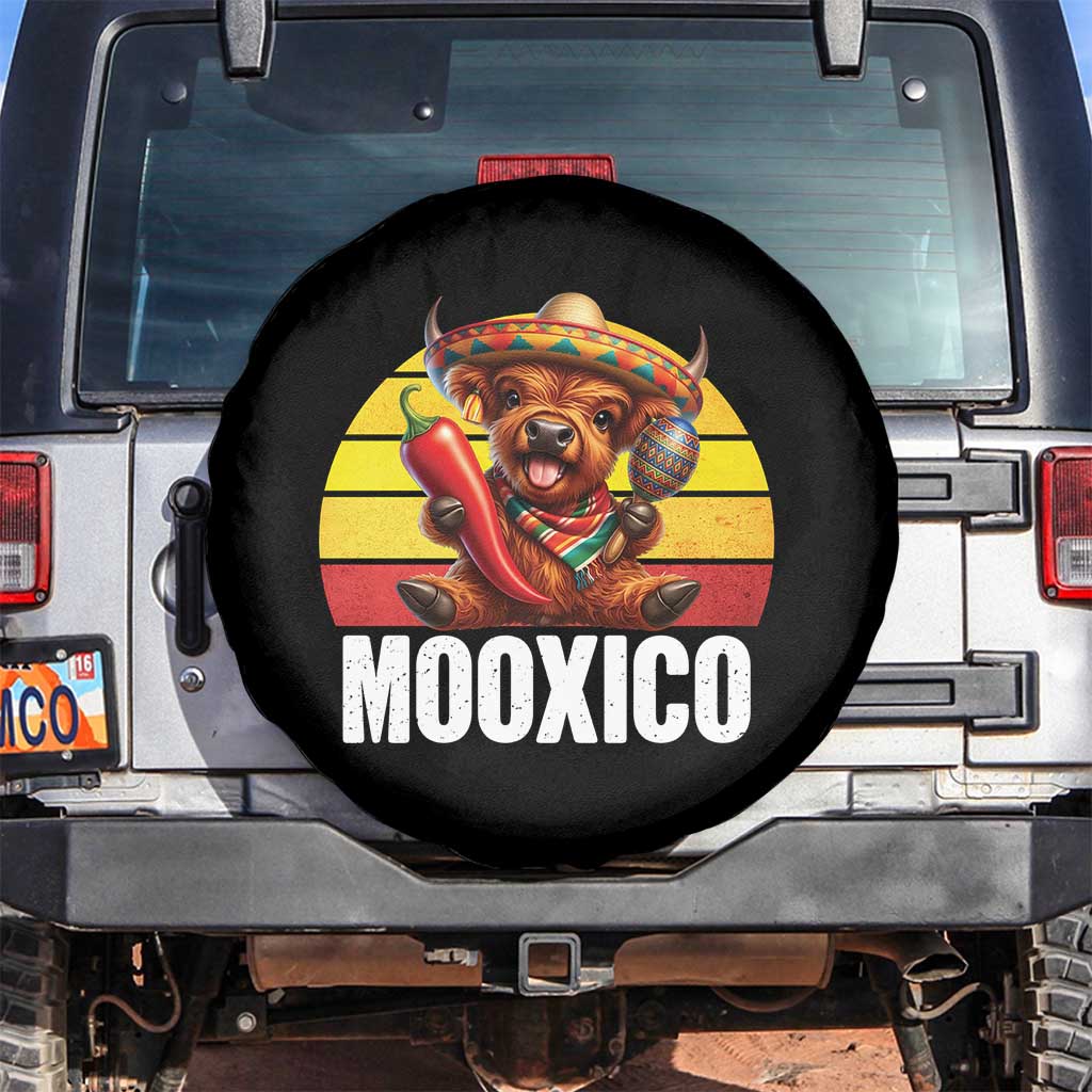 Funny Highland Cow MooXico Spare Tire Cover Cinco De Mayo Fiesta Party TS12 No hole Black Print Your Wear
