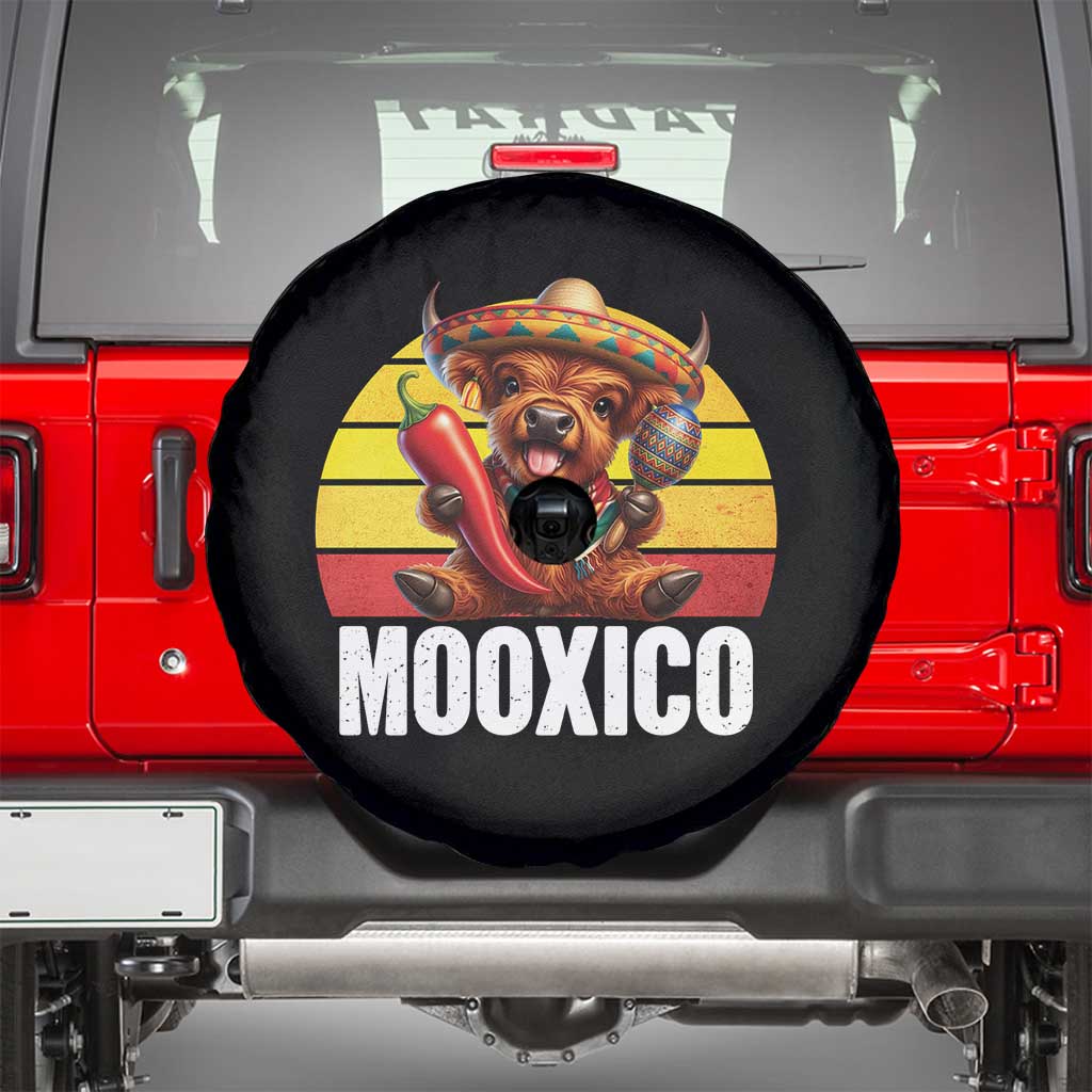Funny Highland Cow MooXico Spare Tire Cover Cinco De Mayo Fiesta Party TS12 Black Print Your Wear