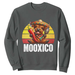 Funny Highland Cow MooXico Sweatshirt Cinco De Mayo Fiesta Party TS12 Dark Heather Print Your Wear