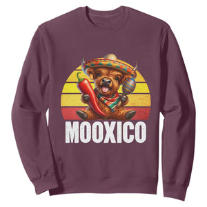 Funny Highland Cow MooXico Sweatshirt Cinco De Mayo Fiesta Party TS12 Maroon Print Your Wear