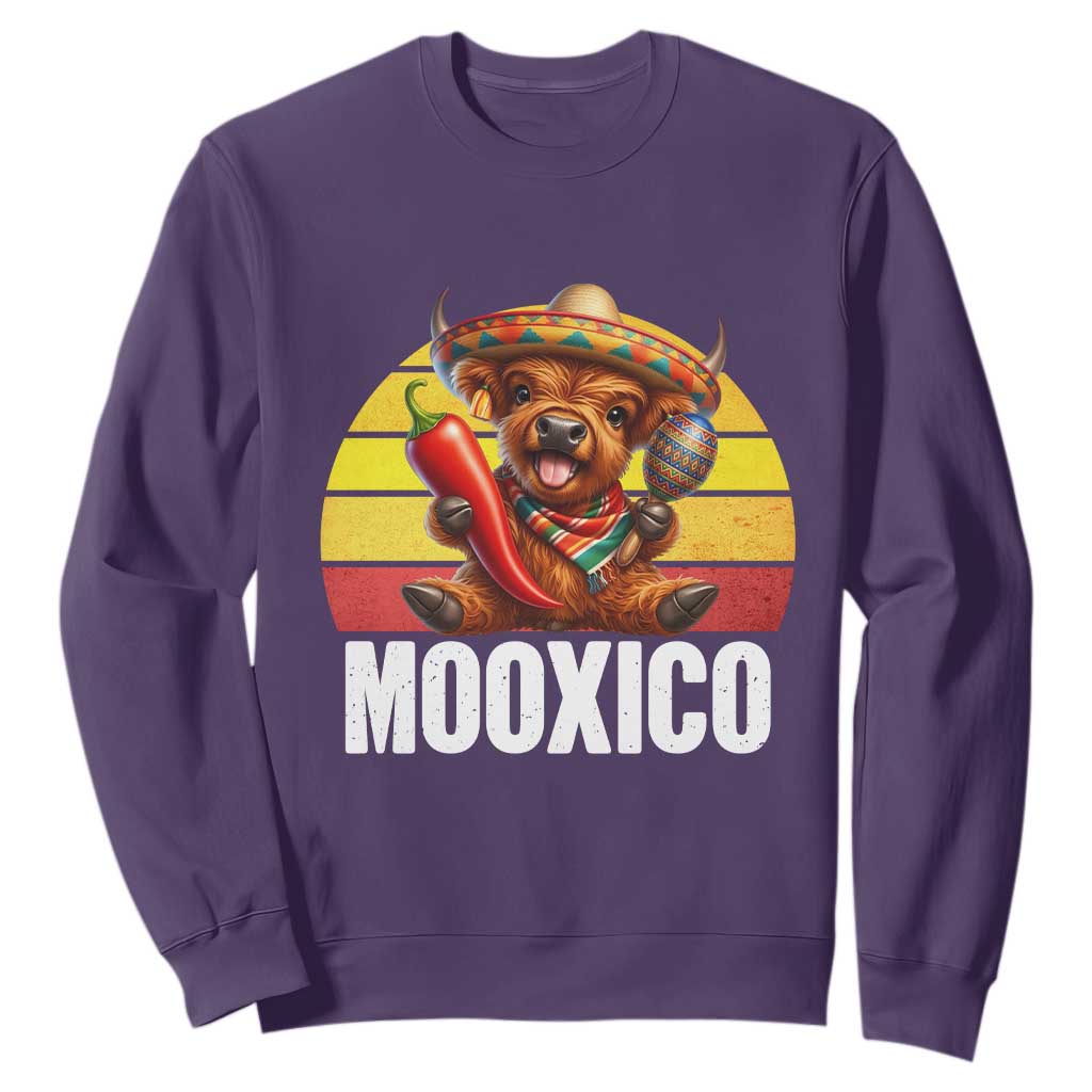 Funny Highland Cow MooXico Sweatshirt Cinco De Mayo Fiesta Party TS12 Purple Print Your Wear