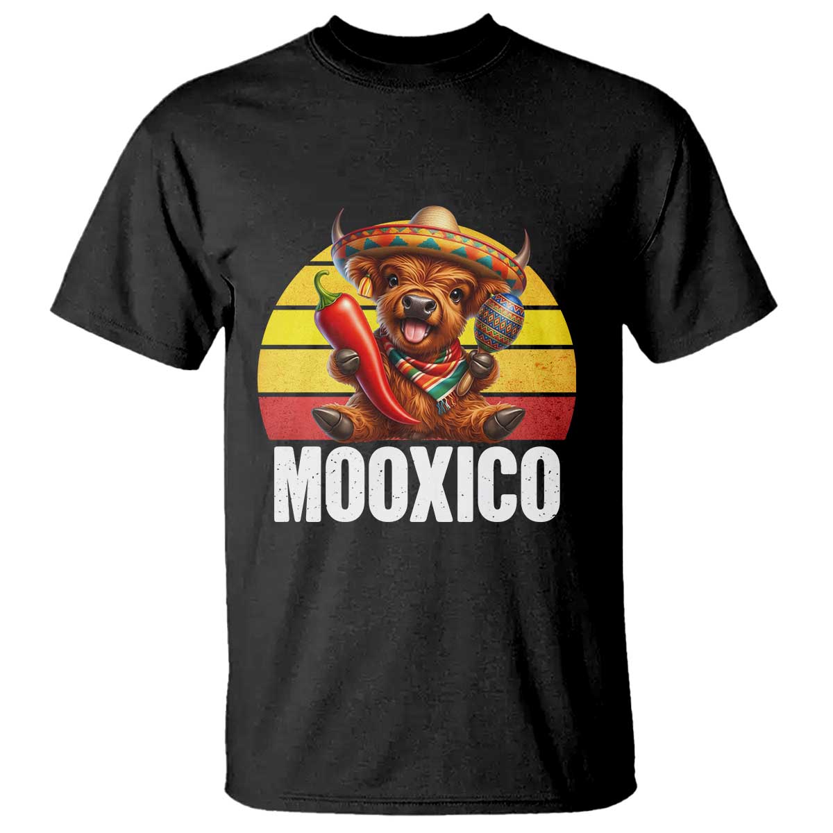 Funny Highland Cow MooXico T Shirt Cinco De Mayo Fiesta Party TS12 Black Print Your Wear
