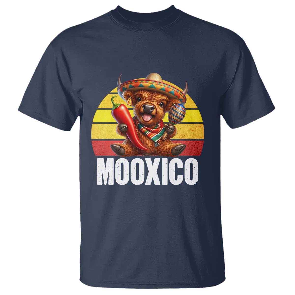 Funny Highland Cow MooXico T Shirt Cinco De Mayo Fiesta Party TS12 Navy Print Your Wear